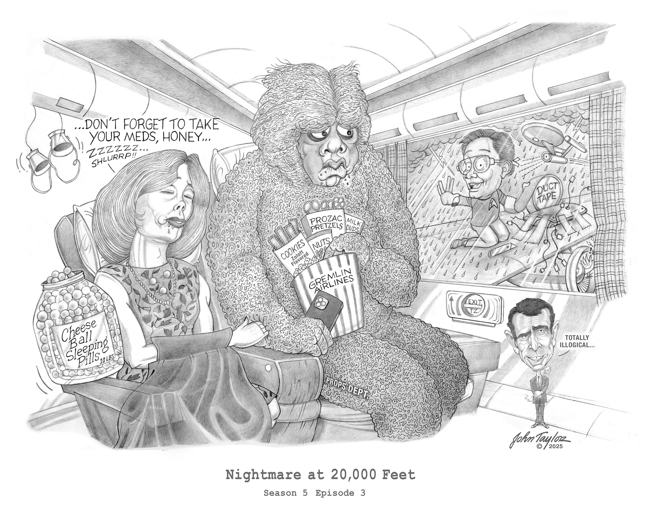 Nightmare at 20,000 Feet, The Twilight Zone, Season 5 Episode 3, with Wiliam Shatner, 8x10 Print